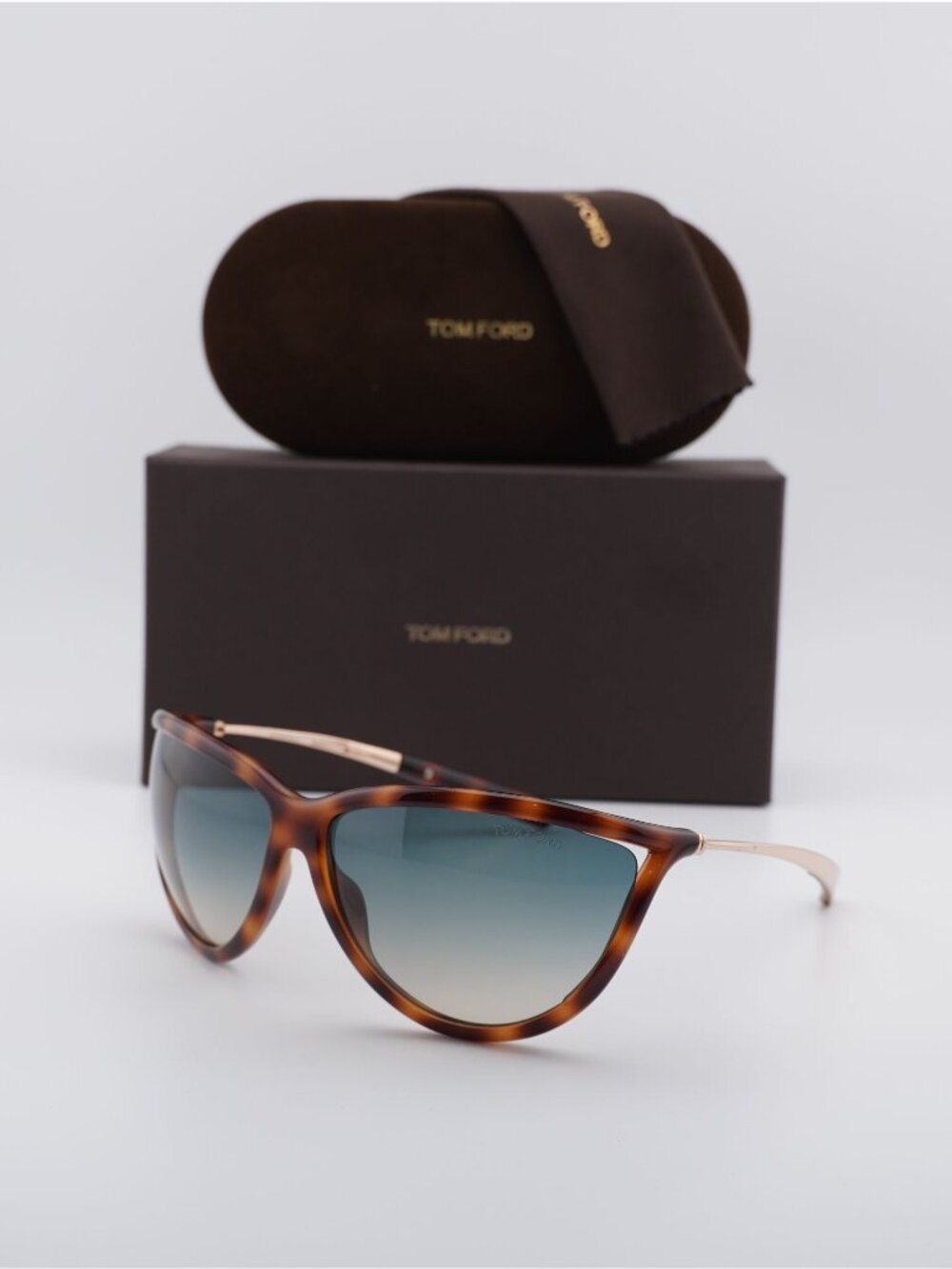 Tom Ford Eden FT0770 56W Cat Eye Sunglasses - Havana /Blue Gradient